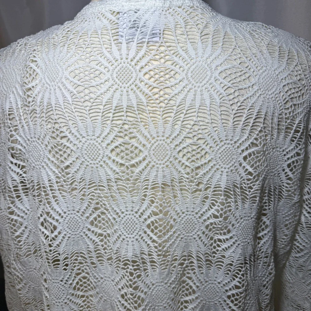 Always For Me‎ White Crochet Lace Swim Cover Up Tunic V-Neck 1X